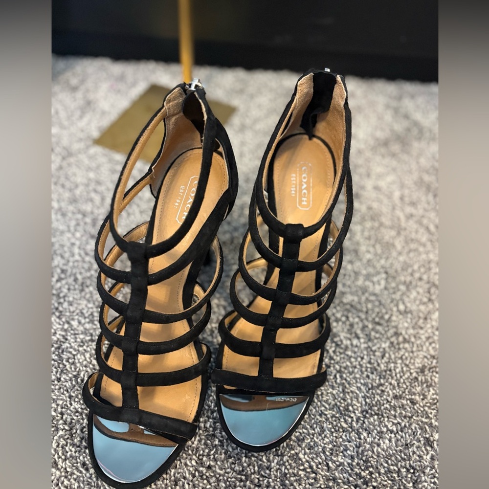 Coach Lavania black suede cage gladiator sandals - Picture 14 of 17